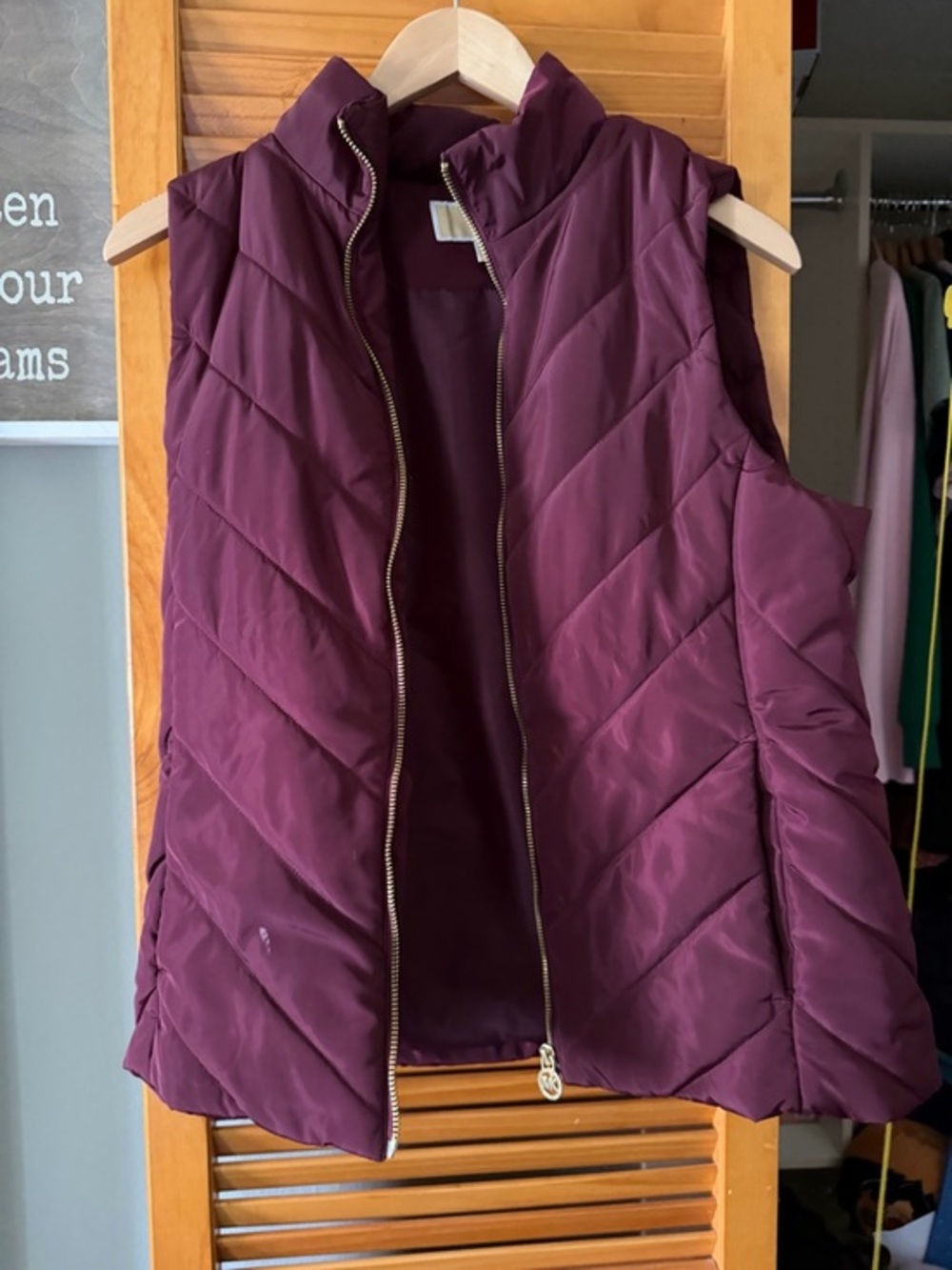 Michael Kors Quilted Sleeveless Puffer Vest - Plum